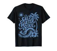 Acqua salata Anima Vintage Tropical Surf Wave Palm Aloha Beach Maglietta
