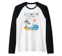 Acqua salata e vibrazioni della spiaggia del sole Maglia con Maniche Raglan