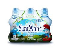Acqua Sant'Anna La Baby Naturale 0,25 Litri Edizione Limitata "I Puffi" | Bottiglia con tappo "Thumb Up" | Plastica 100% Riciclabile | Pack da 24 bottiglie (4 confezioni da 6 bottiglie)