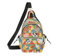 Acquarello Campagna Animale Modello Poliestere Crossbody Sling Bag 7L Regolabile Singola Borsa a Tracolla per Pendolarismo Viaggi All'aperto