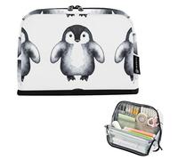Acquarello carino pinguino pulcini nero grande astuccio con cerniera astuccio per matite astuccio per matite carino portapenne ragazze arte floreale ritorno a scuola adulti forniture per ufficio