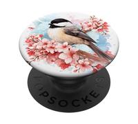 Acquarello Chickadee Uccello Floreale Birdwatching Carino Birding PopSockets PopGrip Adesivo