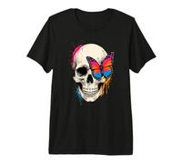 Acquarello Cranio Farfalla Gotico Morbido Grunge Estetica Maglietta Premium