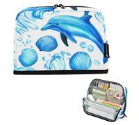 Acquarello Delfini Shell Blu Astuccio con Cerniera Astuccio Grande Matite Borse di Immagazzinaggio Ragazze Teen Ragazze Penna Pouch Boy Floreale Rosa Cancelleria Bambini Rientro a Scuola Forniture