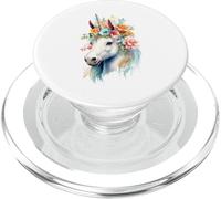 Acquarello etereo Unicorno Floreale Testa Fantasy Art PopSockets PopGrip per MagSafe