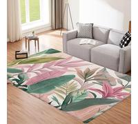 Acquarello Piante Tappeto Pelo Corto, per Soggiorno 120x180cm Lavabile Foglie Di Banano Antiscivolo Soffice per Camera da Letto Cucina Sala da Pranzo
