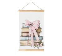 Acquarello Pila Di Libri Con Nastro Tela Appeso Pittura, Lino Wall Art Art Pezzo D'arte Moderna Opera D'arte Fattoria Decor 40x60 Cm