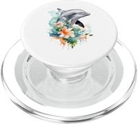 Acquarello vibrante delfino tropicale floreale oceano arte PopSockets PopGrip per MagSafe
