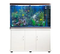 Acquario 300 Litri Acquario con Filtro a Cascata con Mobile Incluso - Armadietto Bianco e Kit con Ghiaia Blu