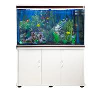 Acquario 300 Litri con Armadietto Bianco e Kit con Fondale, Piante e Ghiaia Nera