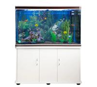 Acquario 300 Litri con Armadietto Bianco e Kit con Piante e Ghiaia Naturale