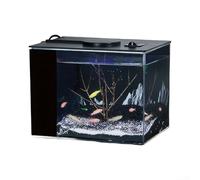 Acquario auto-circolante con luce a LED e filtro silenzioso, kit per acquario da tavolo per casa e ufficio, ciotole ecologiche in plastica con coperchio, piccolo set di decorazioni da tavolo (S)