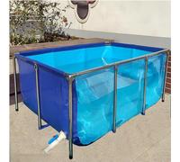 Acquario in tela di PVC trasparente con telaio in acciaio e finestra di visualizzazione, include valvola di scarico per una facile manutenzione, ideale per acquari e stagni