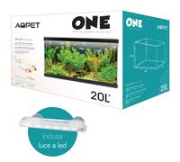 Acquario One Mini In Vetro Accessoriato Completo 20 Litri Nero Inclusa Luce Led