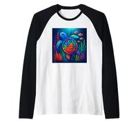 Acquario vibrante delle tartarughe marine con sfondo colorato corallo Maglia con Maniche Raglan