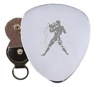 Acquarius segno zodiacale acciaio plettro inciso in portachiavi Holder