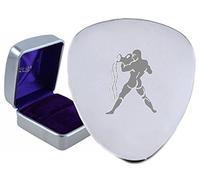 Acquarius segno zodiacale acciaio plettro inciso in scatola