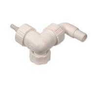 ACQUASTILLA 117945 - Doppio raccordo di scarico lavatrice e asciugatrice, Valvola non ritorno e dado girevole 1", Bianco