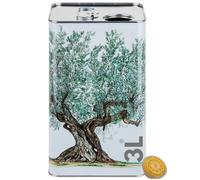 acquaverde | 3 Lattine per Olio di Oliva, Lattina Bianca con Serigrafia Albero di Ulivo, in Metallo, Contenitore Alimentare, Latta da 3 Litri con Tappo Ermetico e Maniglia