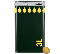 acquaverde | 1 Lattina per Olio di Oliva, Verde con Litografia Gocce Oro, in Metallo, Contenitore Alimentare, Latta da 3 Litri con Tappo Ermetico e Maniglia