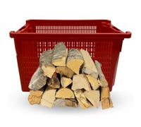 acquaverde | 10 Kg Legna da Ardere di Faggio, Secca e Pronta all'uso, in Tronchetti 25-30 cm con Cesta Portalegna Impilabile e Sovrapponibile da 40 Litri, cm. 56x35x31