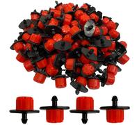 acquaverde 100x Gocciolatori per Irrigazione a Goccia Automatica Microirrigazione in Vaso, Gocciolatore 8 Fori Portata Regolabile da 0 a 70 Litri/h, Rosso - Orto Facile