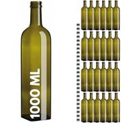 acquaverde | 12 Bottiglie Marasca in Vetro Scuro Uvag, Bottiglia Quadra per Olio e Liquore, 1000 ml con Tappo Dosatore