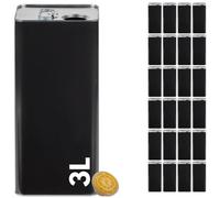 acquaverde | 24 Lattine per Olio di Oliva, Lattina Nera Opaca, in Metallo, Contenitore Alimentare, Latta da 3 Litri con Tappo Ermetico e Maniglia - MADE IN ITALY