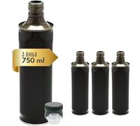 acquaverde | 3 Bottiglie in Latta per Olio di Oliva, Contenitore Alimentare da 750 Ml, con Tappo a Vite e Salvagoccia Prefilettato