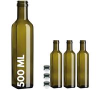 acquaverde | 3 Bottiglie Marasca in Vetro Scuro Uvag, Bottiglia per Olio e Liquori da 500 ml con Tappo Dosatore