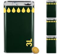 acquaverde | 3 Lattina per Olio di Oliva, Verde con Litografia Gocce Oro, in Metallo, Contenitore Alimentare, Latta da 3 Litri con Tappo Ermetico e Maniglia