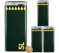 acquaverde | 3 Lattine per Olio di Oliva, Lattina Verde con Gocce, in Metallo, Contenitore Alimentare, Latta da 5 Litri con Tappo Ermetico e Maniglia