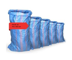 acquaverde | 5 Sacchi in Polipropilene 70x120 cm, Blu - Ideali per Raccolta di Olive, Patate e Cereali | Ottimi per Giardinaggio