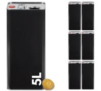 acquaverde | 6 Lattine per Olio di Oliva Extra Vergine, Latta in Nero Opaco, in Metallo, Contenitore Alimentare da 5 Litri con Doppio Tappo e Maniglia