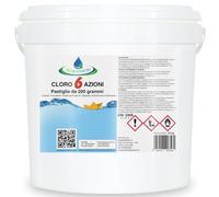 acquaverde | Cloro 6 AZIONI in Pastiglie da 200 grammi, 10 kg di NUOVO Multiazione per Piscina, Trattamento acqua: Clorazione, Alghicida, Flocculante, Stabilizzante del Ph, Antischiuma, Antimicotico