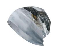 Acquerello Aquila Soaring Over The Mountains Beanie Hat Unisex Cappello lavorato a maglia Caldo Slouchy Skull Cap Nero