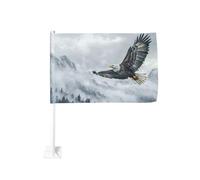 Acquerello Aquila Volare Sopra Le Montagne Bandiera Auto All'aperto Finestra Clip 30x45 Cm Doppio Lato Decorazione Auto