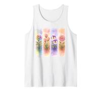 Acquerello Arcobaleno Rosa Tulipano Viola Dalia Fioriture Canotta