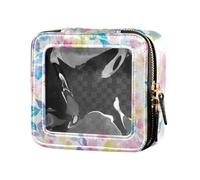 Acquerello Art Leaves Light Red Blue Clear Makeup Organizer Bag Piccola Borsa Cosmetica per Borsa da Viaggio Cosmetici Caso per Volare
