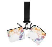 Acquerello arte fiori gialli da donna cambiamento portafoglio porta carte di formato compatto porta soldi con cinturino da polso per donna 2 confezioni