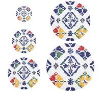 Acquerello Astratto Fiori Bianchi 5 Pezzi Coperture Ciotola Stretch in 5 Dimensioni Food Storage Covers per Frutta Cibo Avanzi Pasta Pane Proofing