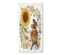 Acquerello Autunno Cane Corso Cane Esterno Copertura 36x72, Autunno Bicicletta Girasole Casa Porta Anteriore Posteriore Banner Ingresso Uscita Decorazione, Cool Stampato Home Indoor Portico