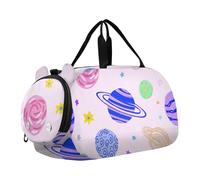 Acquerello Balene Blu Spazio Notturno Ragazze Duffle Bags Borsa Da Viaggio Tote Pernottamento Weekender Duffel Ragazzi Carry on Duffel Bag Sport Duffle Bag, Pianeti colorati Stelle Rosa Chiaro