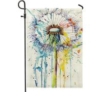 Acquerello - Bandiera da giardino con dente di leone, arte vibrante, primavera ed estate, decorazione a doppio lato, per la casa all'aperto, decorazione per prato, 30,5 x 45,7 cm