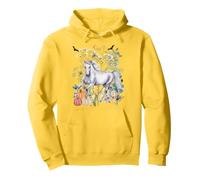 Acquerello Bianco Halloween Cavallo Summerween Animali Wildlife Felpa con Cappuccio