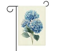 Acquerello Blu Ortensia Bouquet Classico Botanico Giardino Bandiera Stagionale Vacanze Stagionali Tela Bifacciale Casa Cortile Bandiere Esterne 32X47 CM
