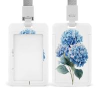 Acquerello blu ortensia bouquet classico botanico porta badge clip retrattile porta carte di credito protezione nome badge targhetta per lavoro ufficio medico infermiera