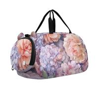 Acquerello Blu Scuro Pesce Rosso Viaggio Duffle Bags Ragazze Tote Pernottamento Weekender Duffel Carry on Duffel Bag Ragazzi Sport Duffle Bag, peonie acquerello ortensie, classico