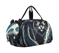 Acquerello Blu Scuro Pesce Rosso Viaggio Duffle Bags Ragazze Tote Pernottamento Weekender Duffel Carry on Duffel Bag Ragazzi Sport Duffle Bag, gatto malvagio, classico