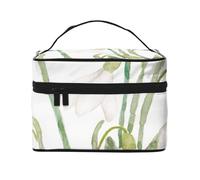 Acquerello botanico a forma di fiore di bucaneve, borsa da viaggio per il trucco da donna, grande organizer per cosmetici